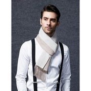 double-sided wool houndstooth scarf, view 9 - MRSLM