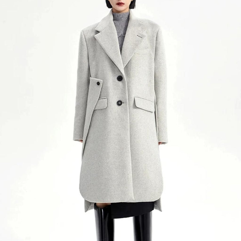 light gray long overcoat for women - MRSLM