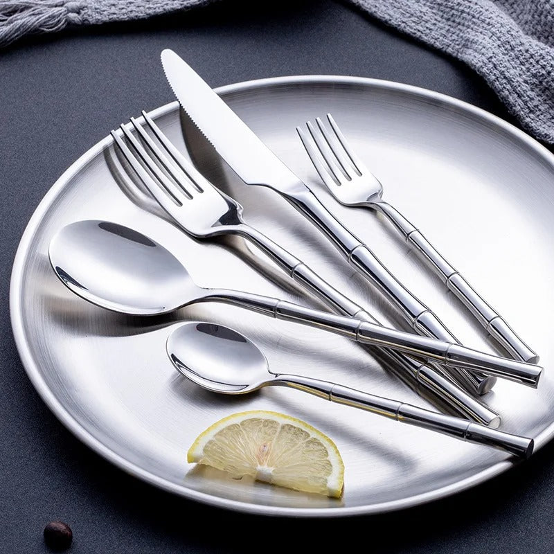 bamboo design cutlery set, view 5 - MRSLM
