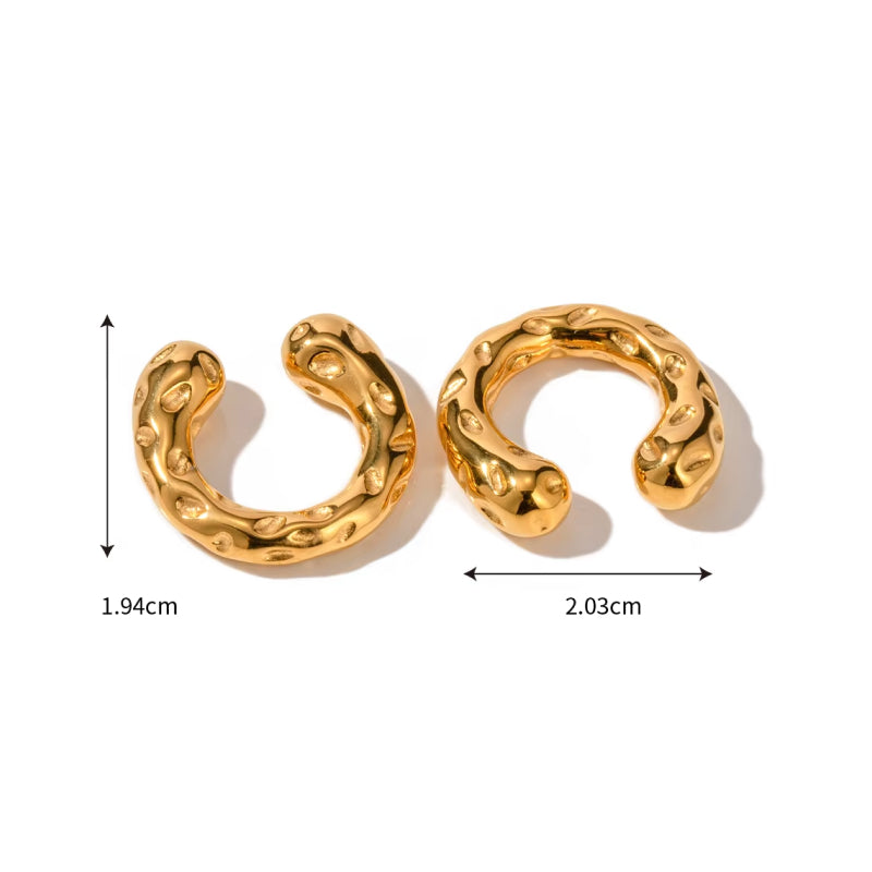 chunky gold ear cuff with hammered texture, view 8 - MRSLM