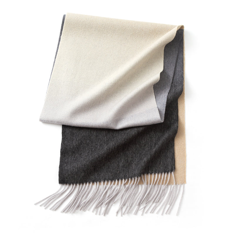 cashmere blend scarf with tassels, view 3 - MRSLM