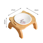 elevated bamboo double cat and dog bowls, view 3 - MRSLM