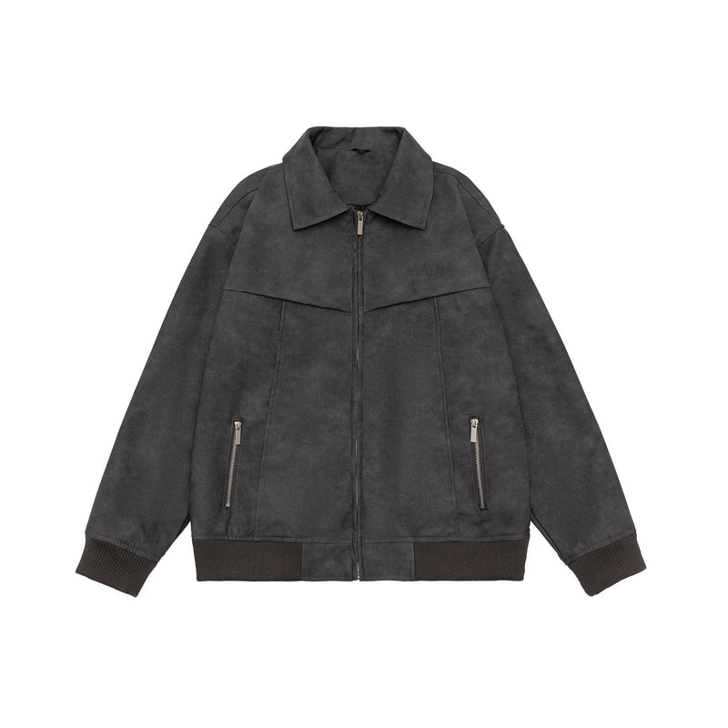 retro distressed PU leather coat, view 6 - MRSLM
