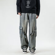 american retro strap design pants, view 2 - MRSLM