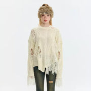 hollowed-out tassel knit sweater, view 7 - MRSLM