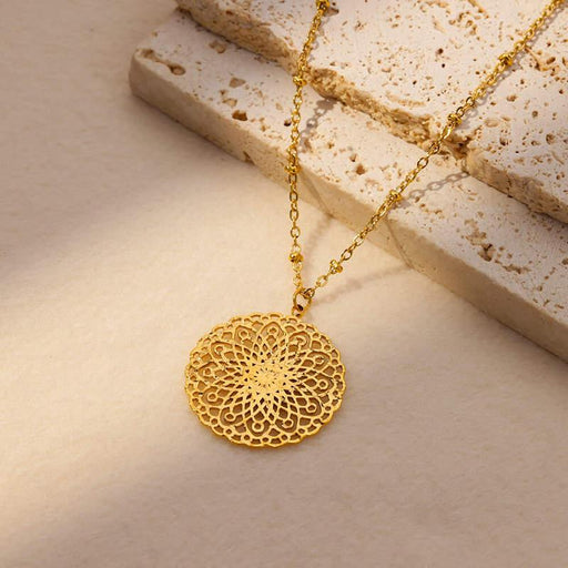 Gold floral pendant necklace for women - MRSLM