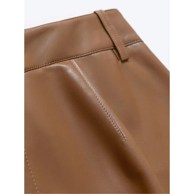 ankle-length pu leather pants, view 11 - MRSLM