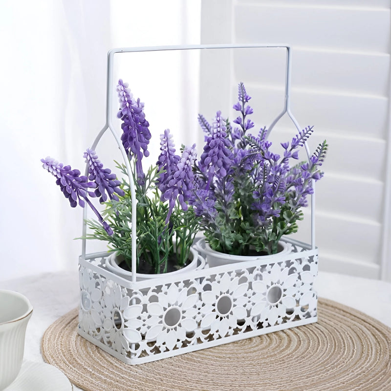 artificial lavender set with iron basket, view 3 - MRSLM