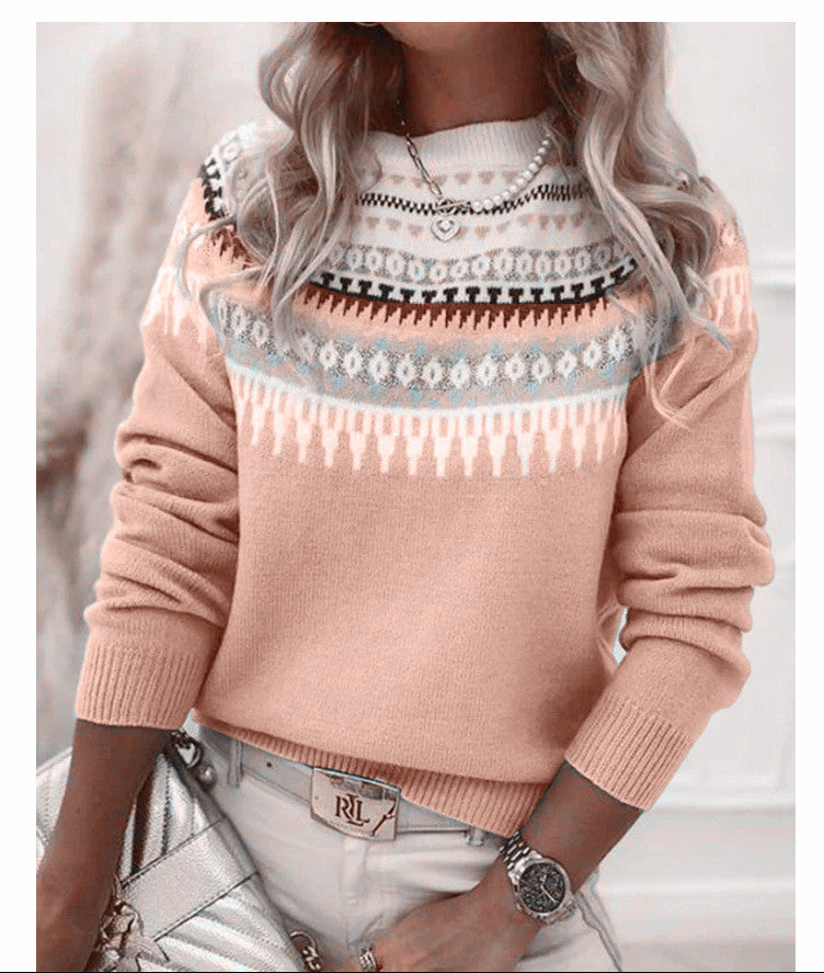 women's round neck loose pullover sweater, view 7 - MRSLM