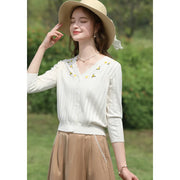 vintage V-neck embroidered knit sweater, view 6 - MRSLM