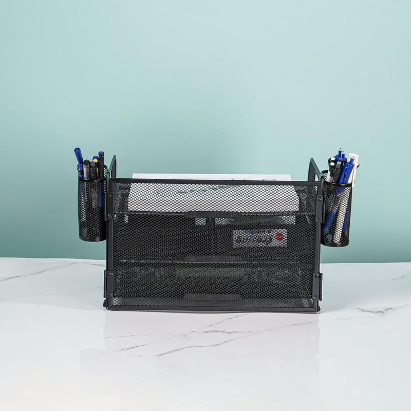 Mesh desk organizer with 3 drawers, view 7 - MRSLM