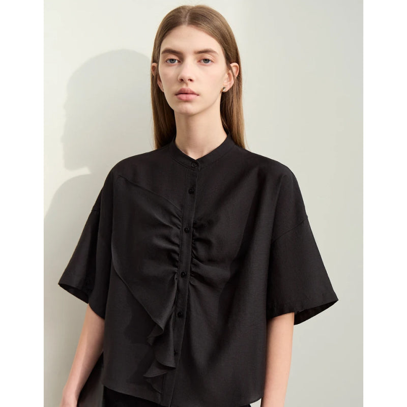 asymmetrical collar blouse, view 2 - MRSLM