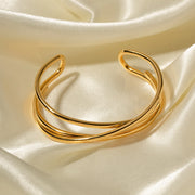 18K gold plated multi-layer cuff bracelet, view 7 - MRSLM