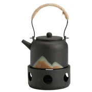 japanese style ceramic tea pot and warmer set, view 7 - MRSLM