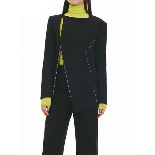 women's black asymmetric blazer - MRSLM