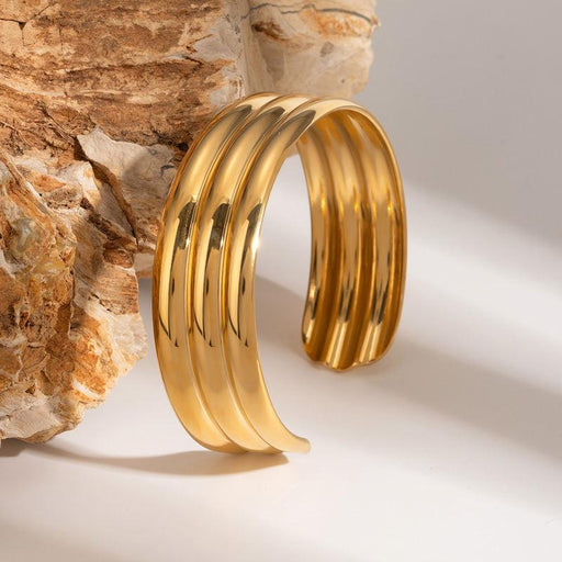 18k gold plated triple-layer open cuff bracelet - MRSLM