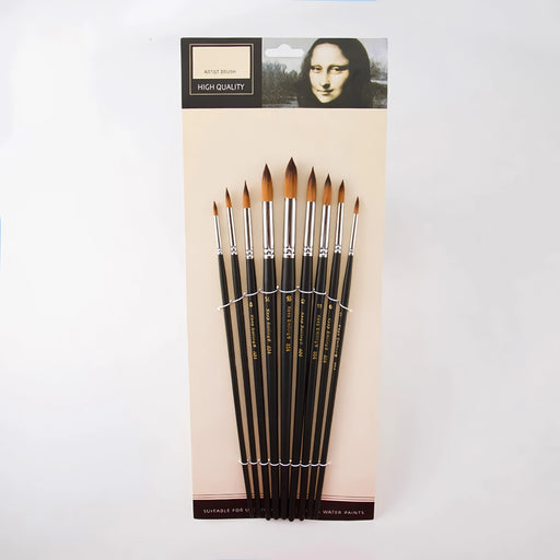 9 piece round watercolor brush set - MRSLM
