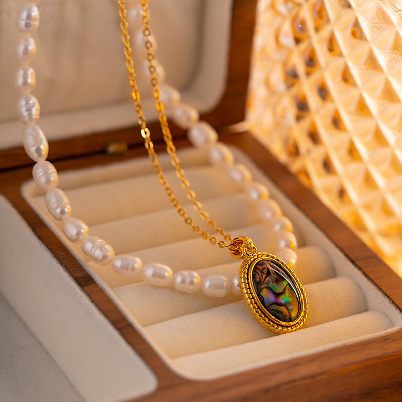 double-layer glass pendant necklace - MRSLM