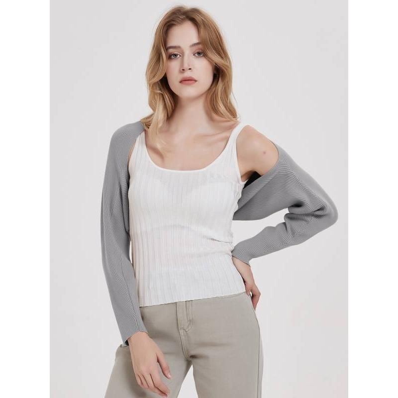 long sleeve knit crop top cardigan, view 10 - MRSLM
