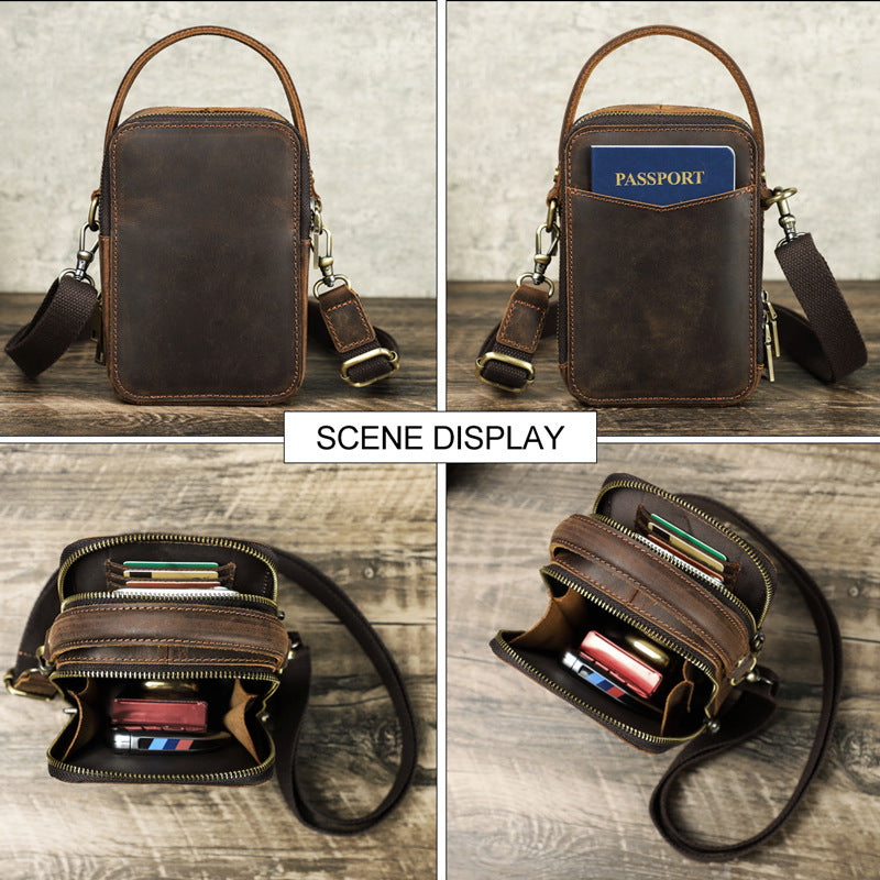 men's retro leather messenger bag, view 10 - MRSLM