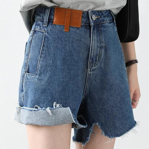 Retro blue high-waisted denim shorts - MRSLM