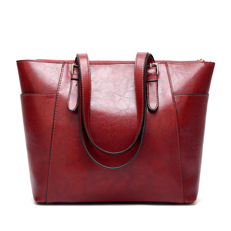 Women's large vintage PU leather tote bag, view 5 - MRSLM