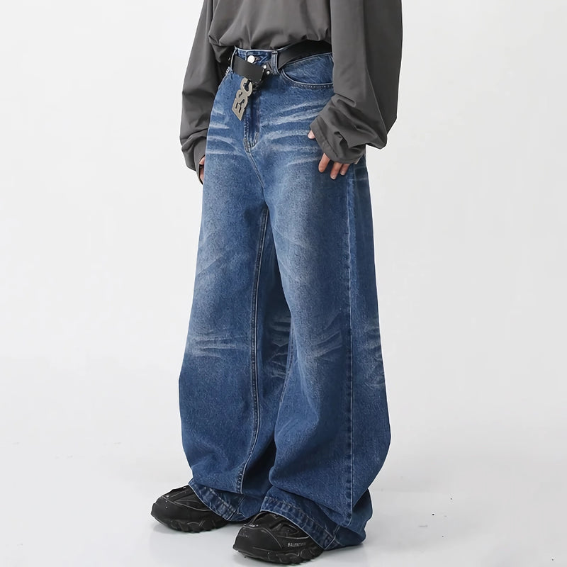 Men's washed stripe denim pants, view 4 - MRSLM