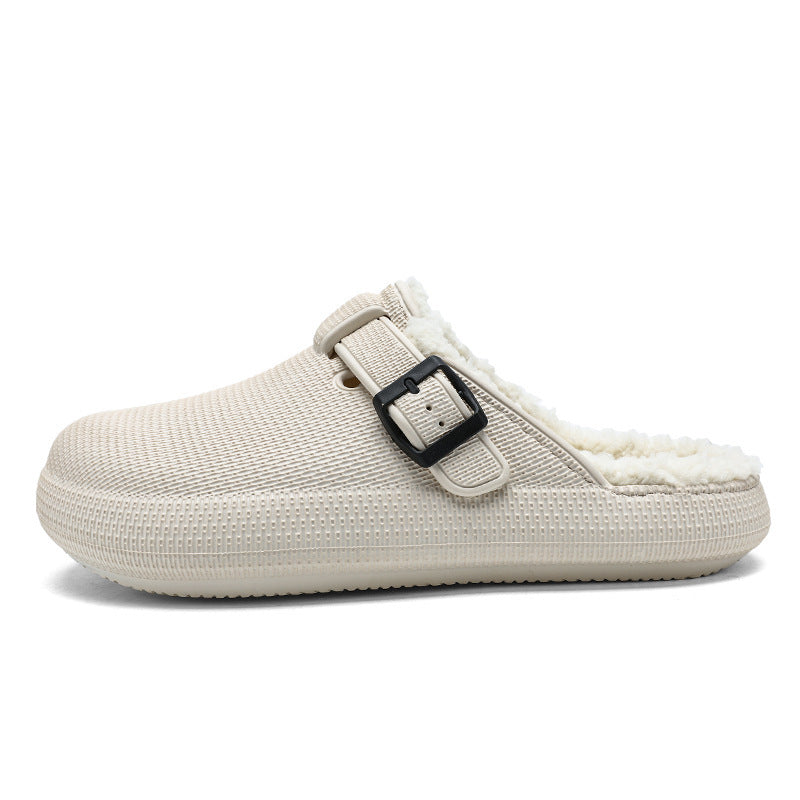 thick bottom warm slide slippers, view 3 - MRSLM