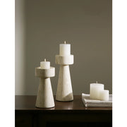 minimalist travertine marble candle holder, view 6 - MRSLM