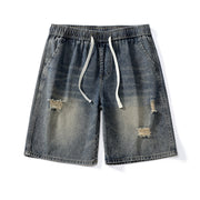 men's washed ripped denim shorts, view 6 - MRSLM