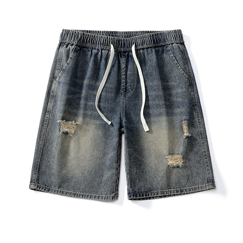 men's washed ripped denim shorts, view 6 - MRSLM