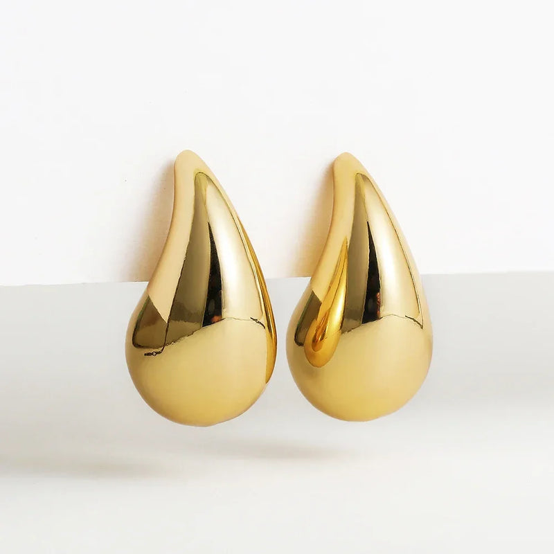 chunky gold-plated waterdrop earrings, view 2 - MRSLM