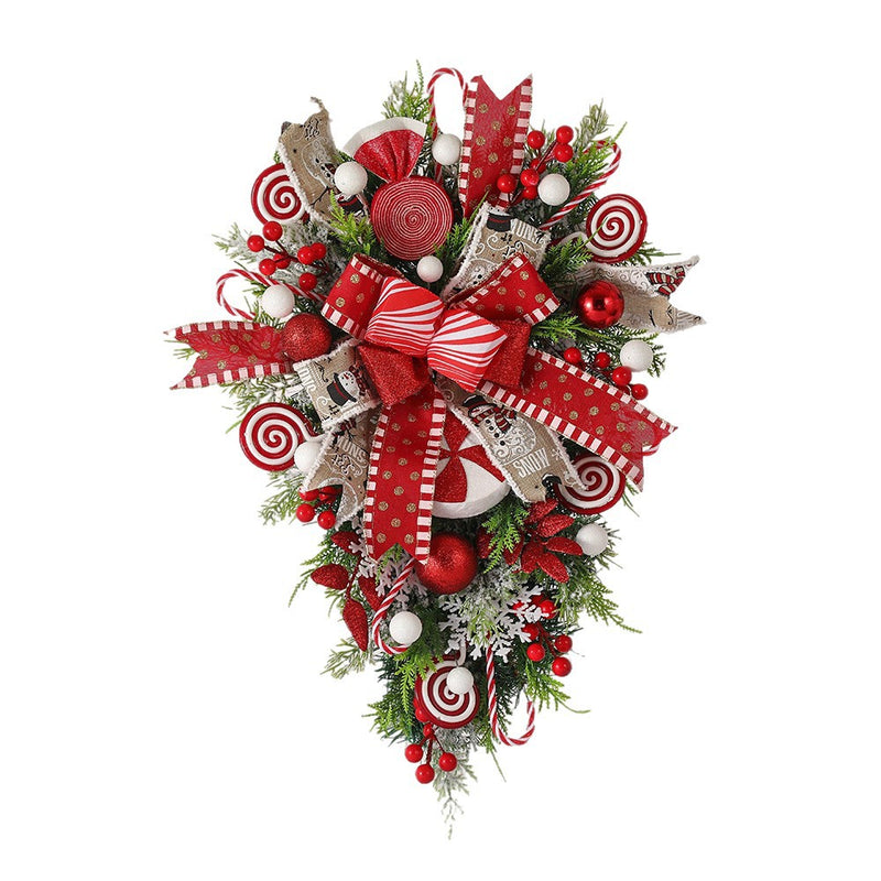 Upside-down Christmas tree candy wreath, view 7 - MRSLM