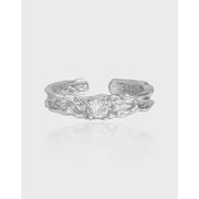 women's irregular texture s925 silver open ring, view 3 - MRSLM