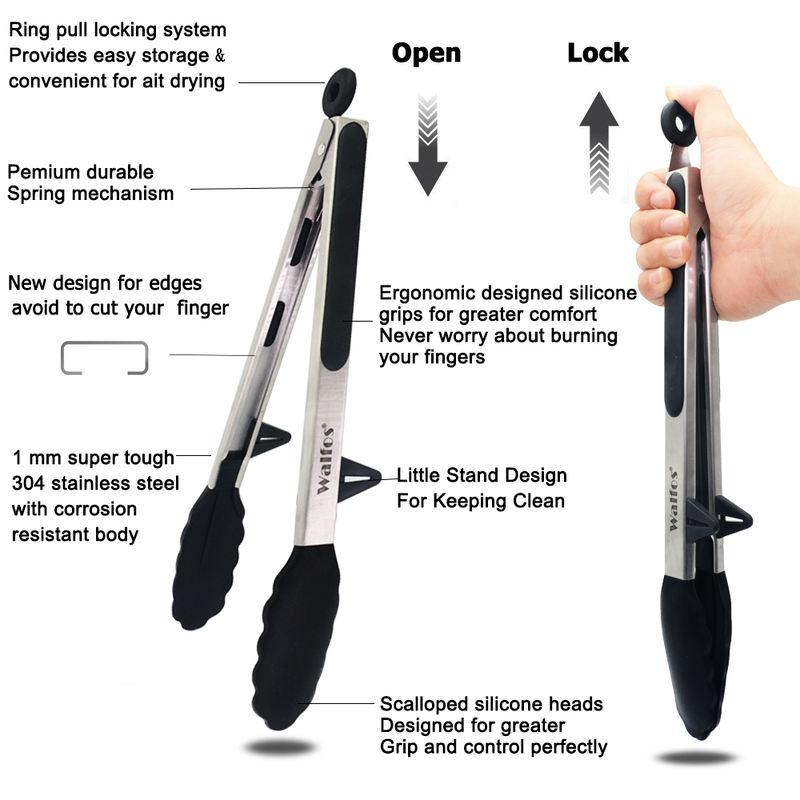 Silicone kitchen tongs set, view 3 - MRSLM