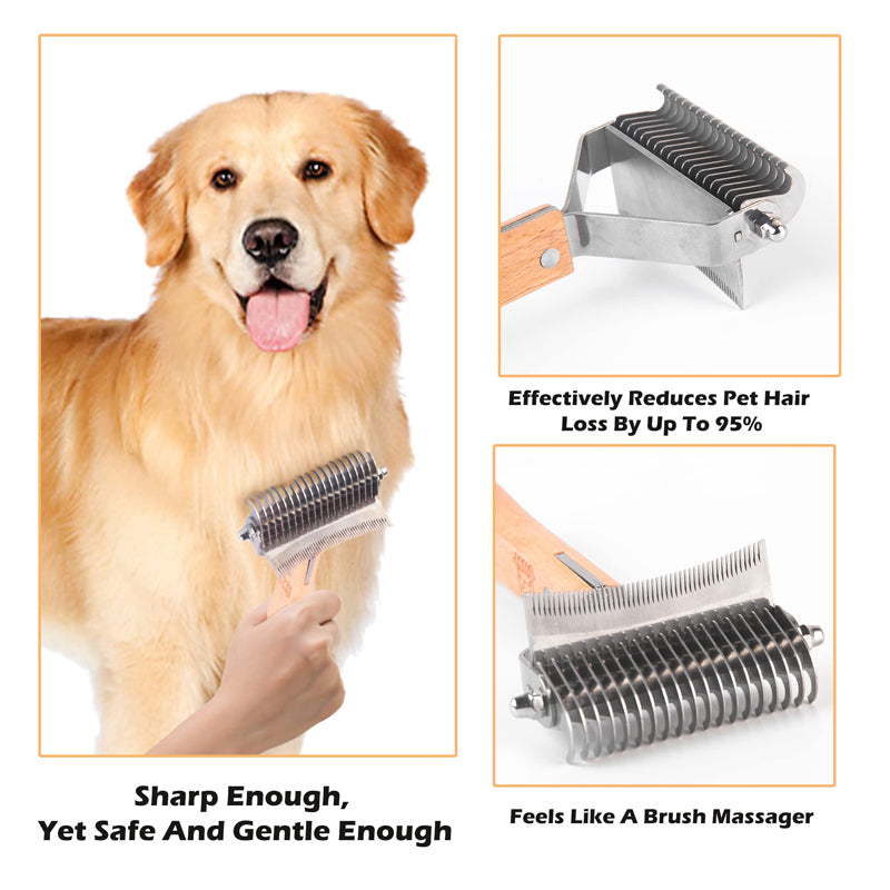 3-in-1 deshedding dog rake brush, view 4 - MRSLM