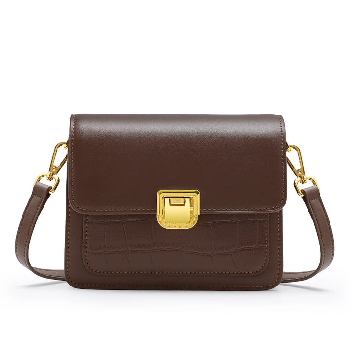 Chic Crocodile-Pattern Square Crossbody Bag – Women's Cowhide Shoulder Bag