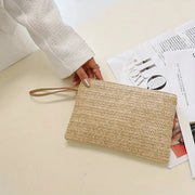bohemian straw woven clutch, view 8 - MRSLM