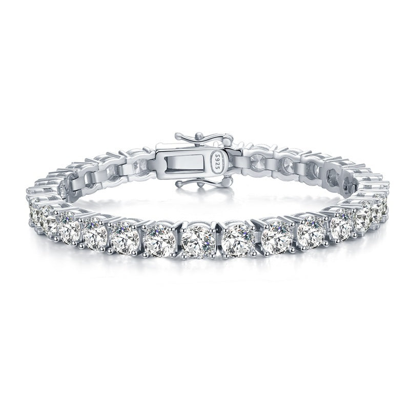 5mm high carbon diamond silver bracelet, view 3 - MRSLM