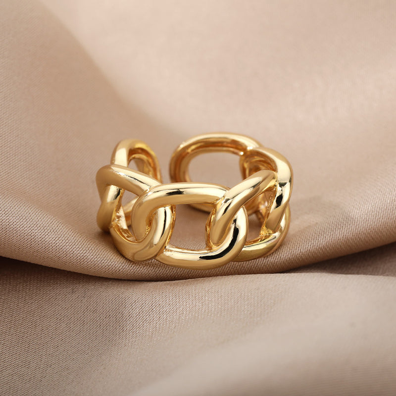 gold adjustable chain ring, view 7 - MRSLM