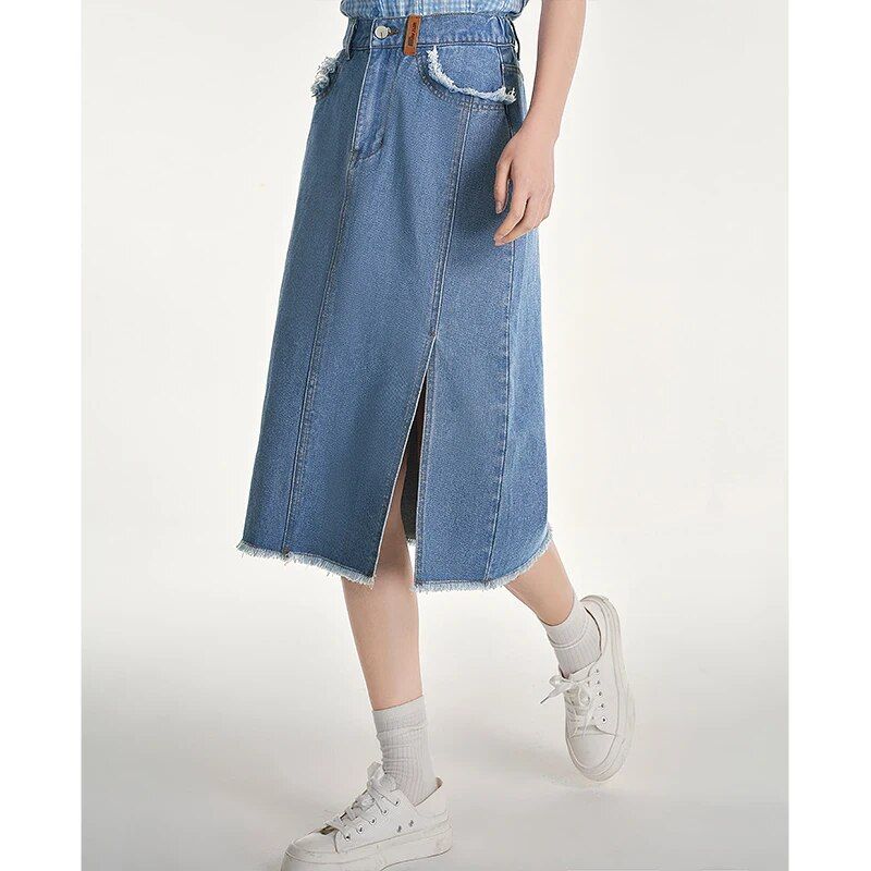 denim A-line skirt, view 4 - MRSLM
