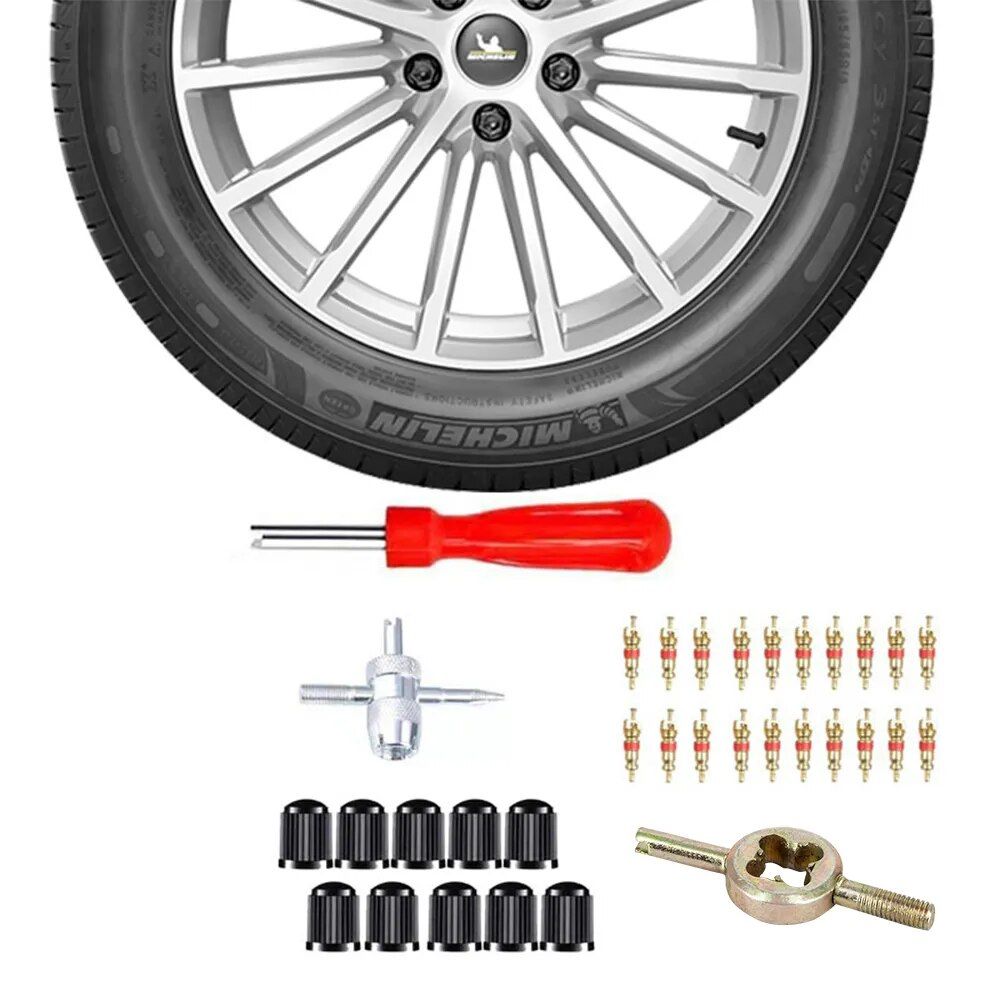 33-Piece Car Tyre Valve Repair & Installation Kit