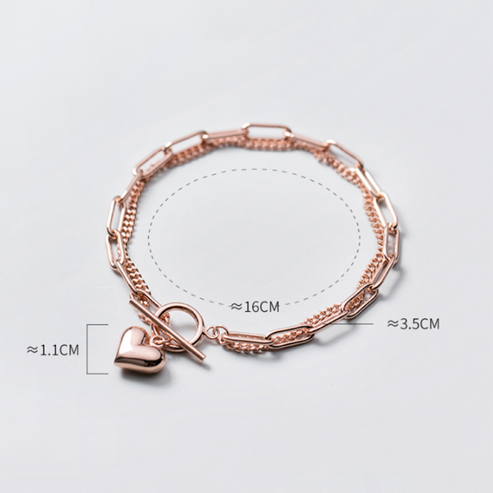 Ring Double Design Heart Geometric Bracelet