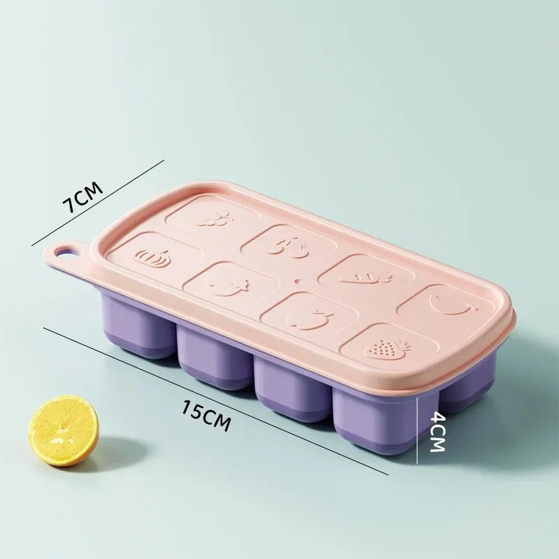 compact silicone ice cube tray with lid, view 3 - MRSLM