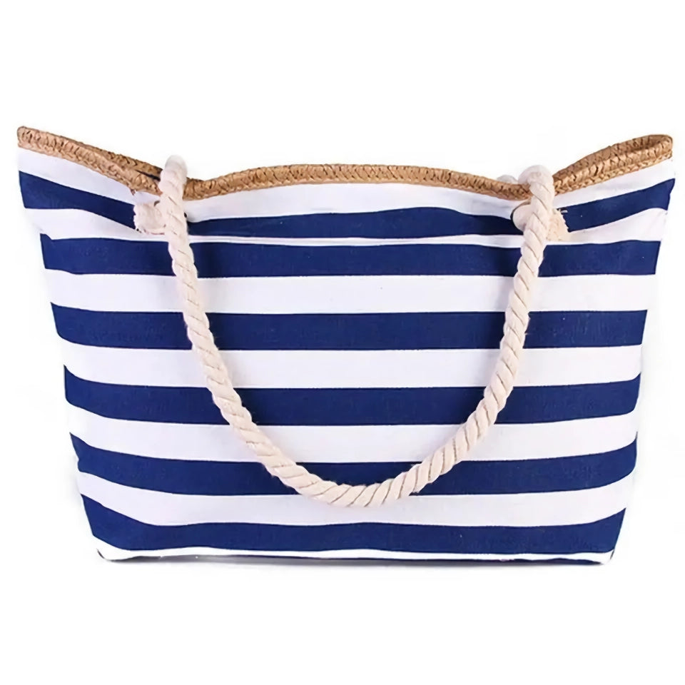 Women’s Large Striped Beach Tote Shoulder Bag