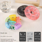 portable 7-day round pill case, view 11 - MRSLM