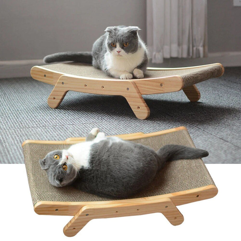 wooden cat scratcher and lounge bed, view 5 - MRSLM