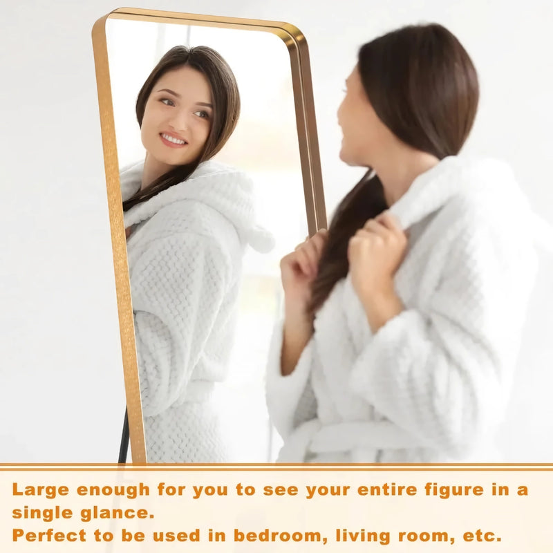 Gold full-length mirror with stand, view 4 - MRSLM