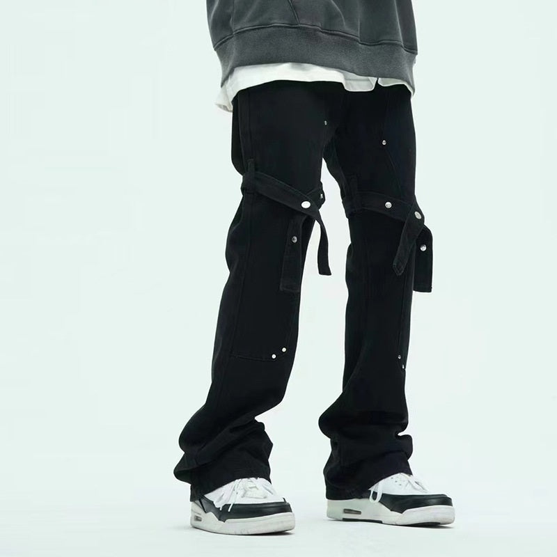 men's black ribbon jeans - MRSLM