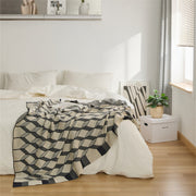 3d cube cotton knitted plaid blanket - MRSLM
